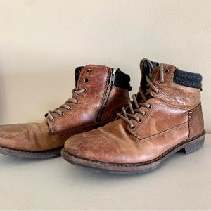 Franco Fortini Isaac B. Carvano Brown Leather Zip Ankle Boots Men's 9